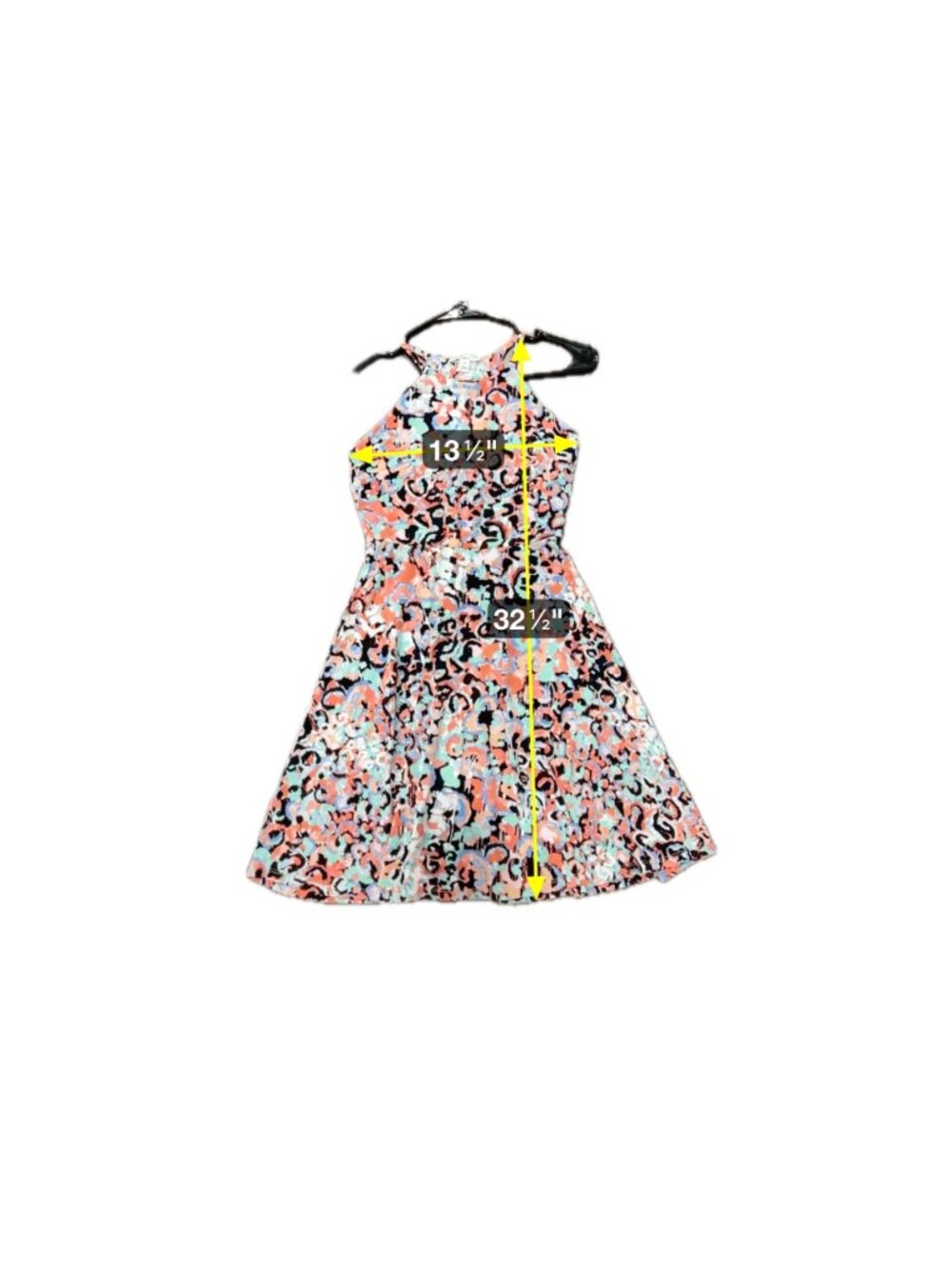 Bar III Floral Sleeveless Fit & Flare Dress Multicolor Sz XS Halter Neck Swing - Picture 8 of 11
